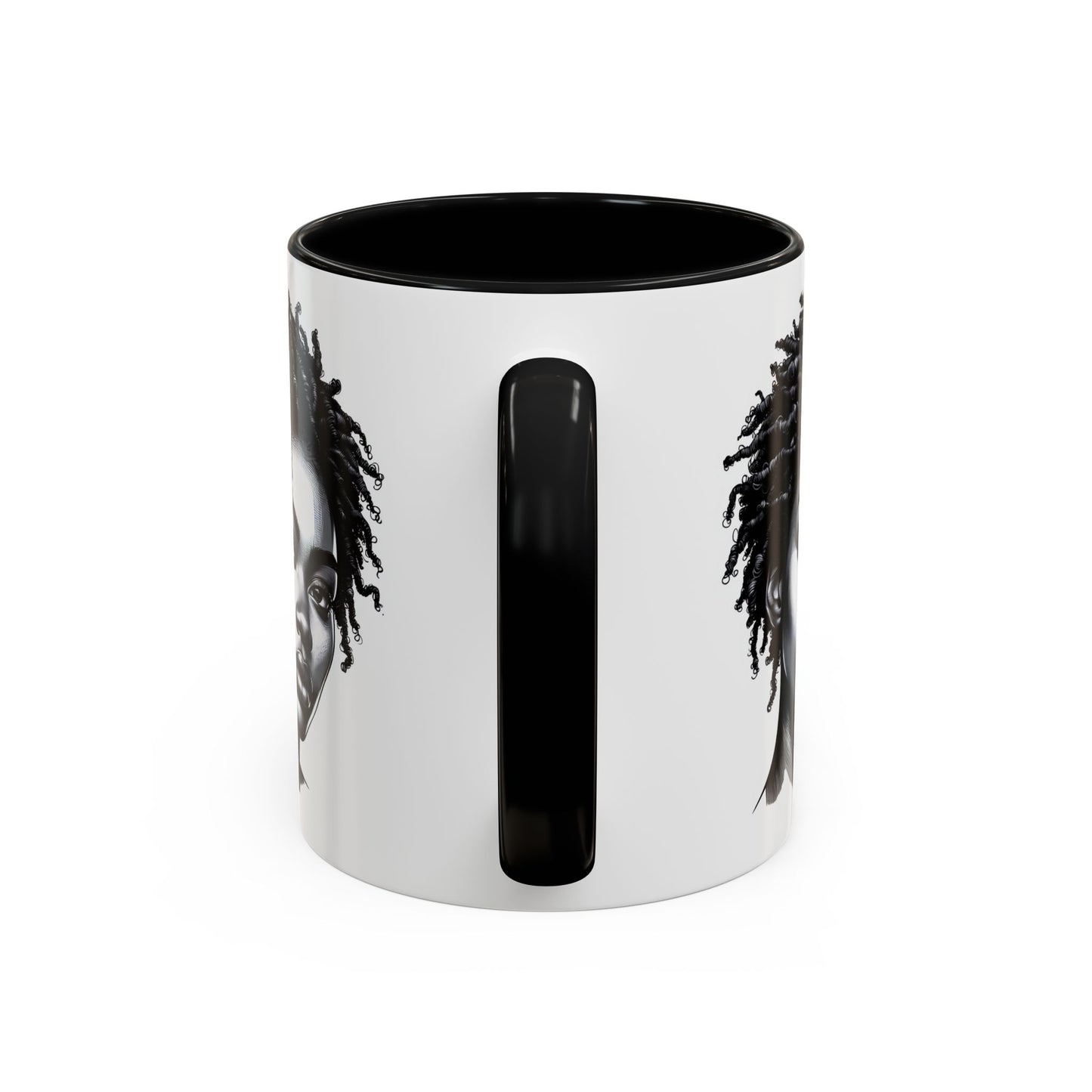 Afrocentric Accent Coffee Mug, Artistic Mug for Home, Unique Gift for Her, Afro Hair Black American African Girl