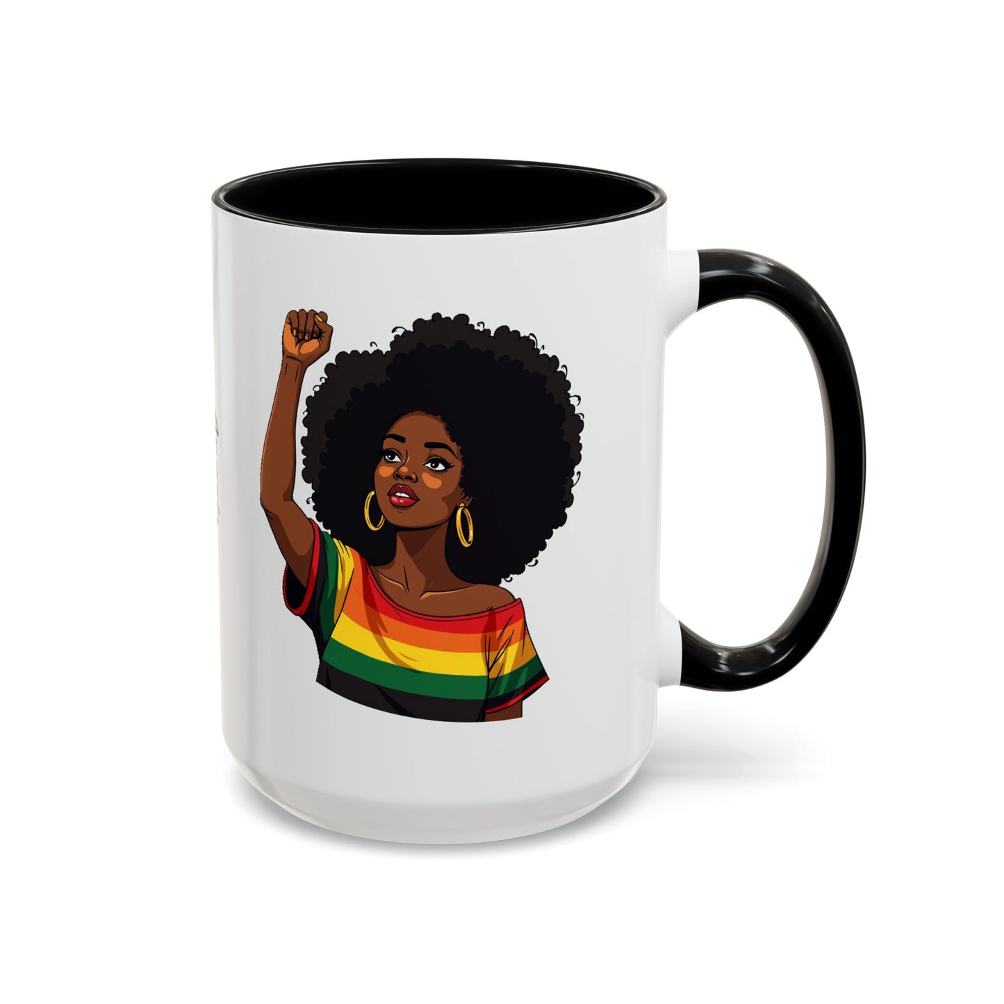 Empowered Black Woman Personalized Coffee Mug. Afro Hair Black American African Girl