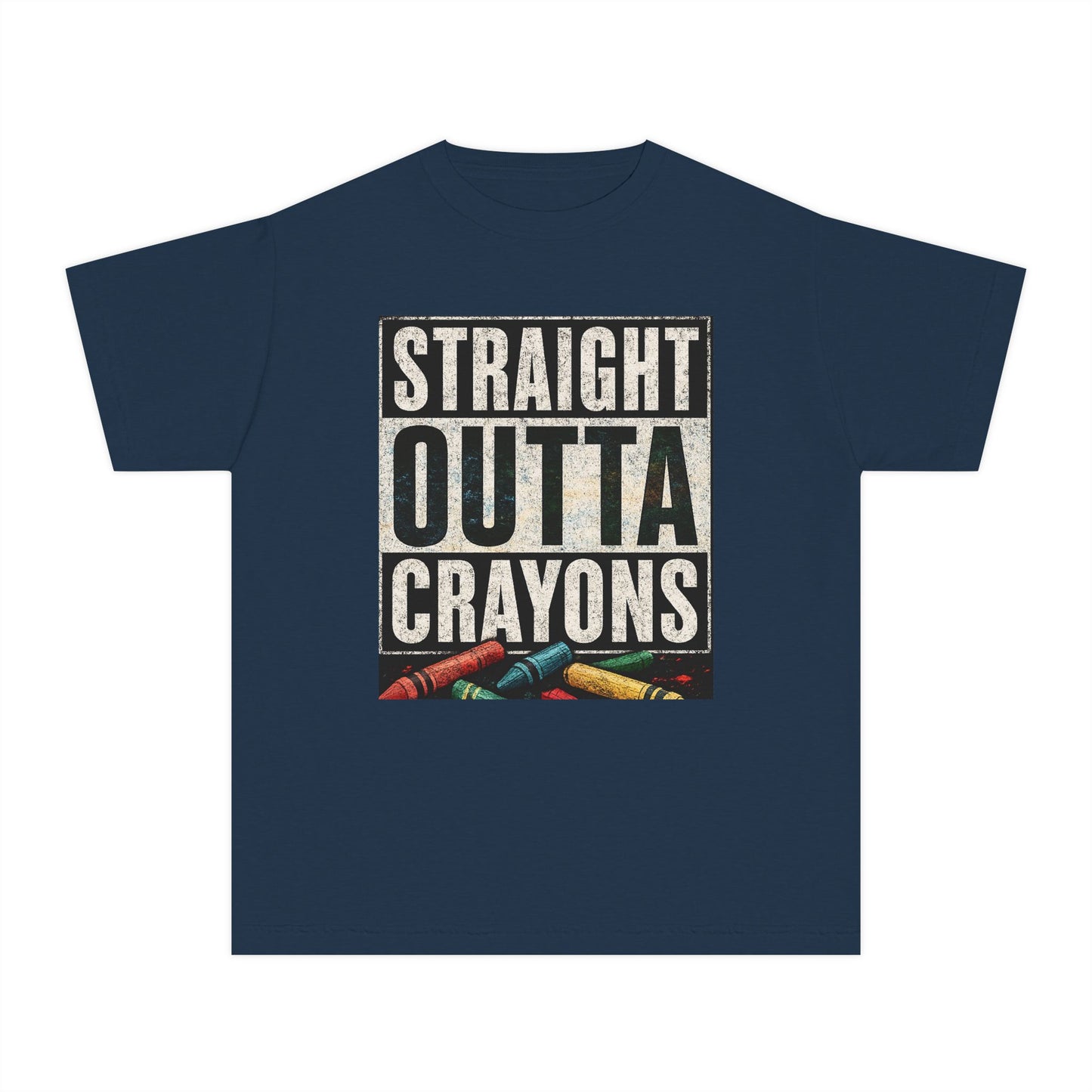 Straight Outta Crayons Youth Tee, Fun Kids T-Shirt, Afro Hair Black American African Girl T-shirt