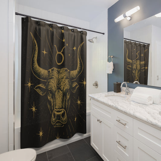 Taurus Shower Curtain, Zodiac Home Décor, Celestial Gift Idea, Horoscope Shower Decor