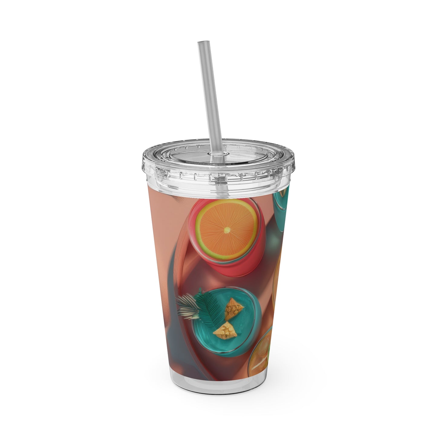 Colorful Sunsplash Tumbler with Straw, Drinkware for Summer, Travel Mug, Gift for Beach Lovers, Reusable Cup, Hydration Essential