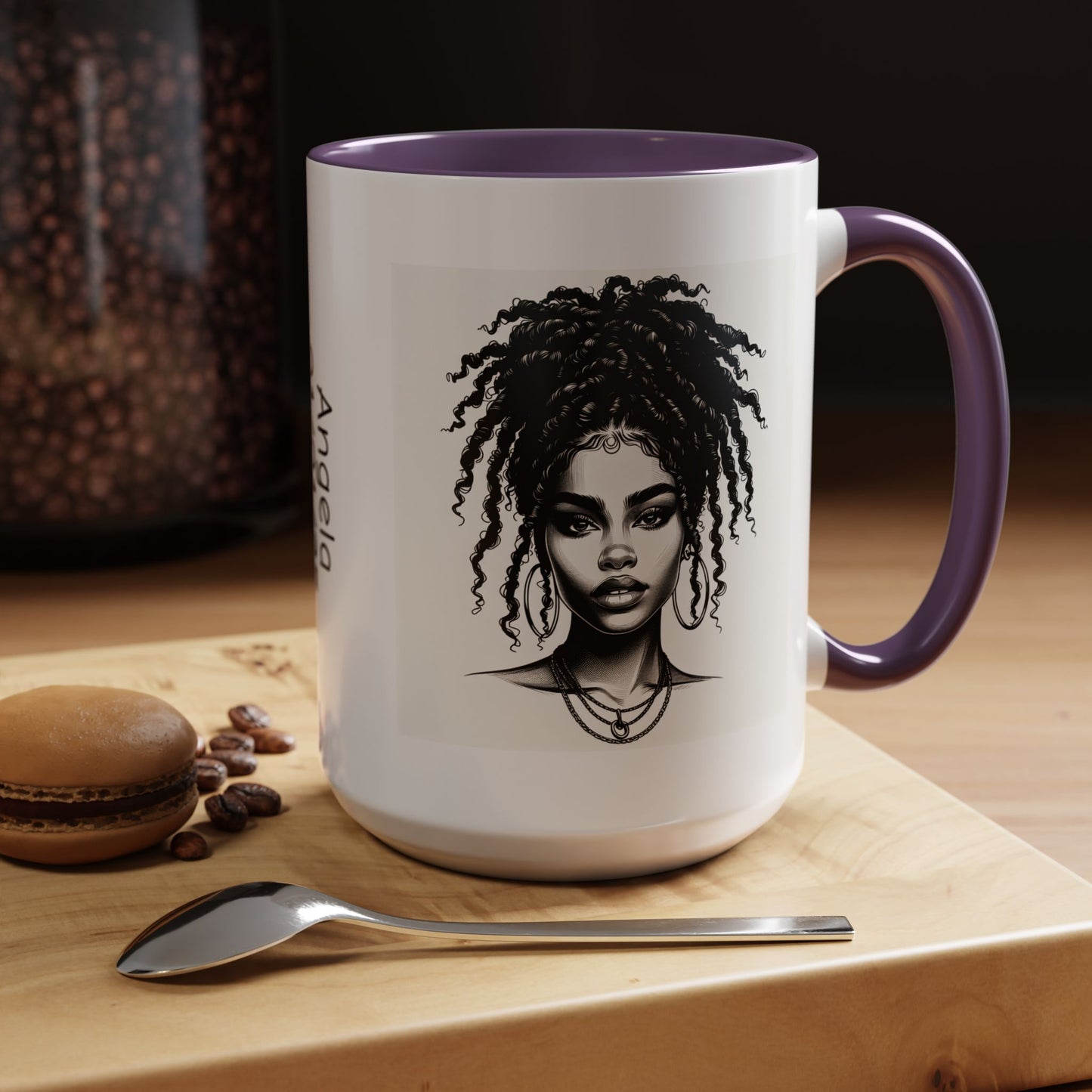 Messy Bun Personalized Coffee Mug, Gift for Coffee Lovers, Afro Hair Black American African Girl