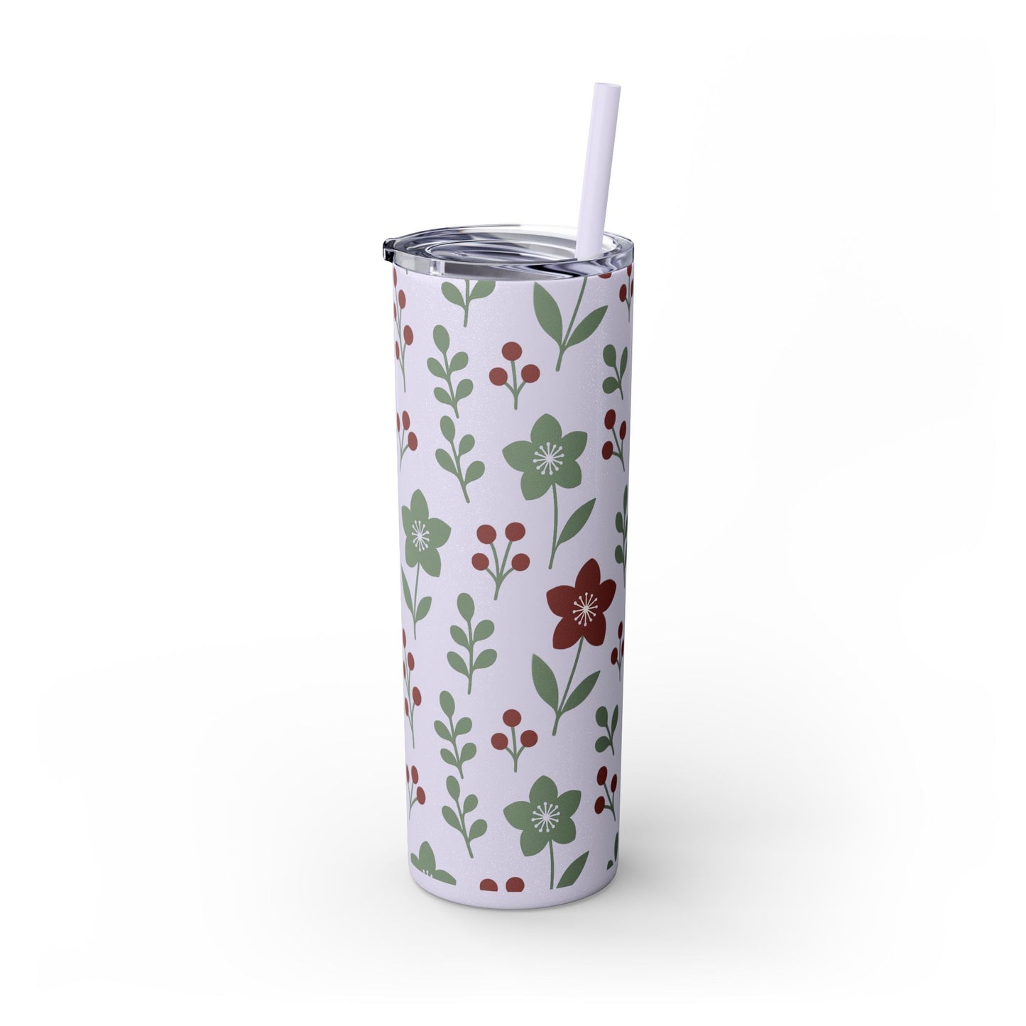 Skinny Tumbler with Straw, 20oz abstract flower design. Travel tumbler