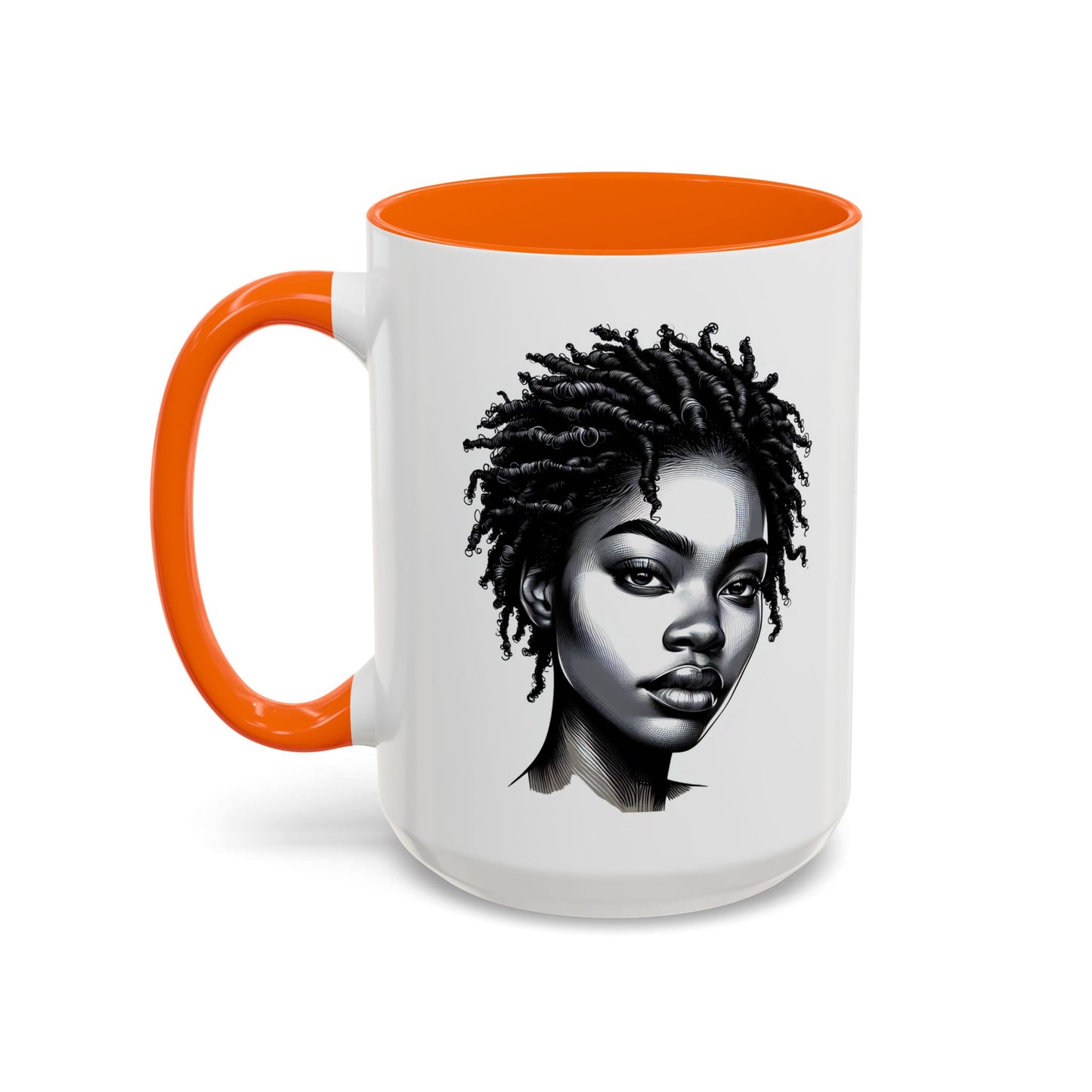 Afrocentric Accent Coffee Mug, Artistic Mug for Home, Unique Gift for Her, Afro Hair Black American African Girl