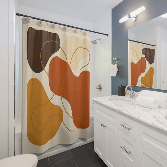 Modern Abstract Shower Curtain. Boho Bathroom Decor, Geometric Design, Unique Gift, Home Makeover, Stylish Accent