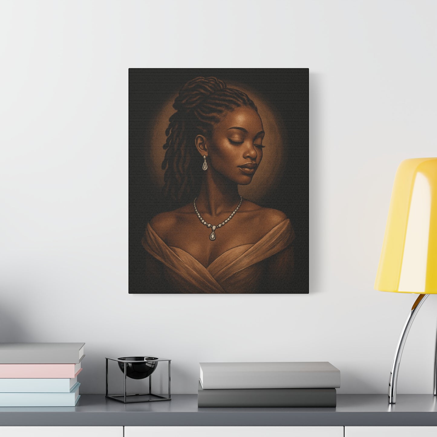 Elegant Wall Art Print, Black Woman Portrait, Home Decor, Inspirational Art, Gift for Her, Canvas Artwork