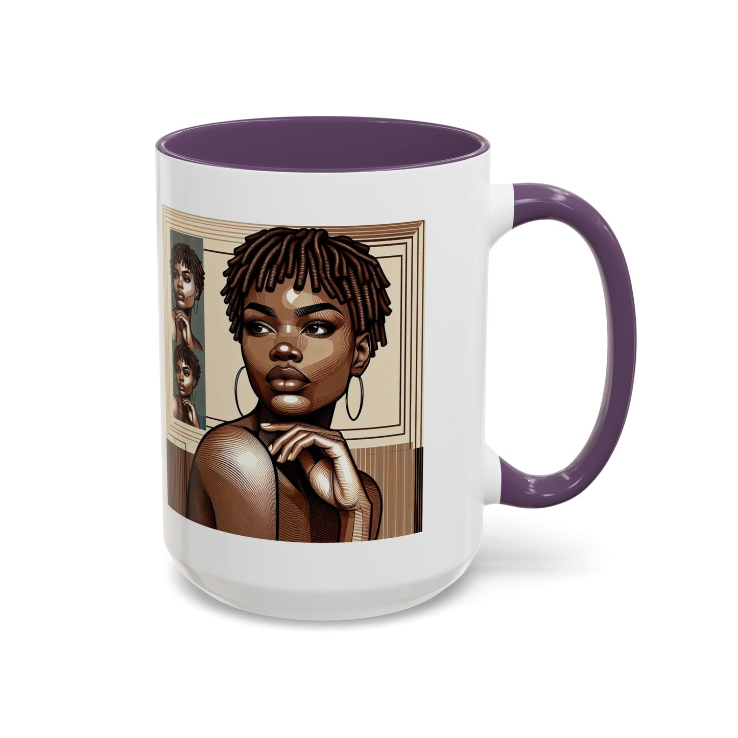 Elegant Art Coffee Mug, Unique Mug Gift, Black Girl Coffee Cup, Afrocentric Accent Mug