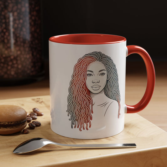 Artistic Accent Coffee Mug. Afrocentric Gift Afro Hair Black American African Girl