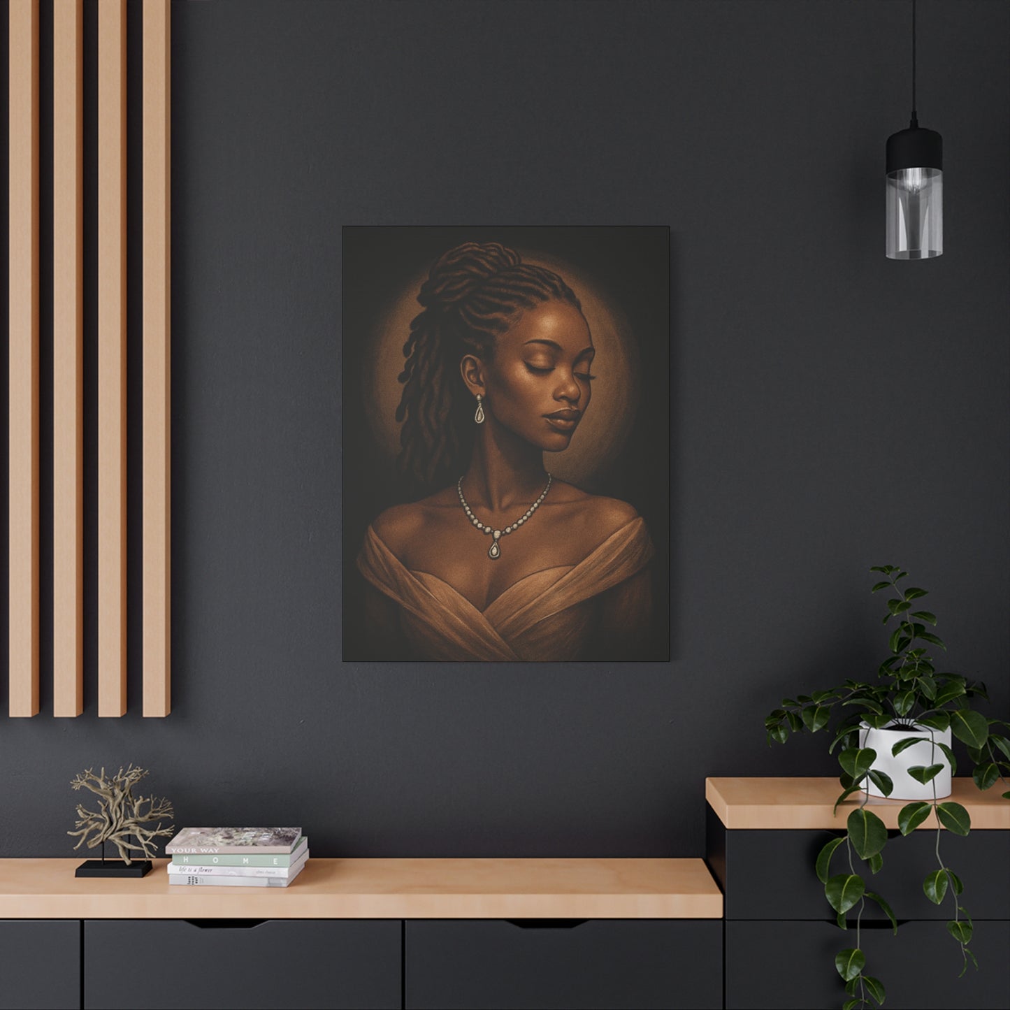 Elegant Wall Art Print, Black Woman Portrait, Home Decor, Inspirational Art, Gift for Her, Canvas Artwork