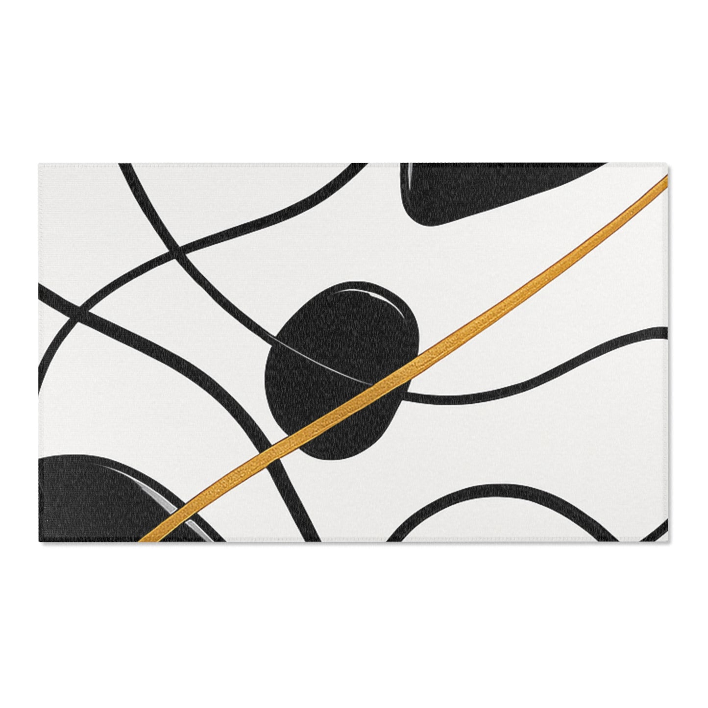 Modern Abstract Area Rug, Minimalist Home Decor, Living Room Mat, Boho Style Rug, Black and White Design