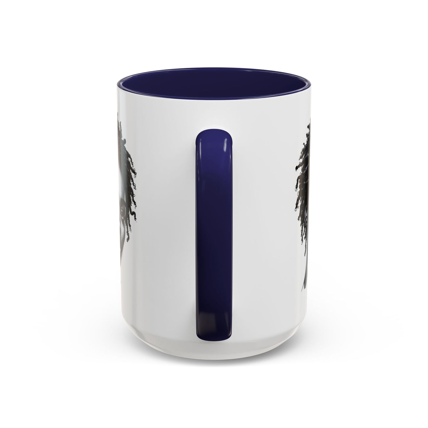 Afrocentric Accent Coffee Mug, Artistic Mug for Home, Unique Gift for Her, Afro Hair Black American African Girl