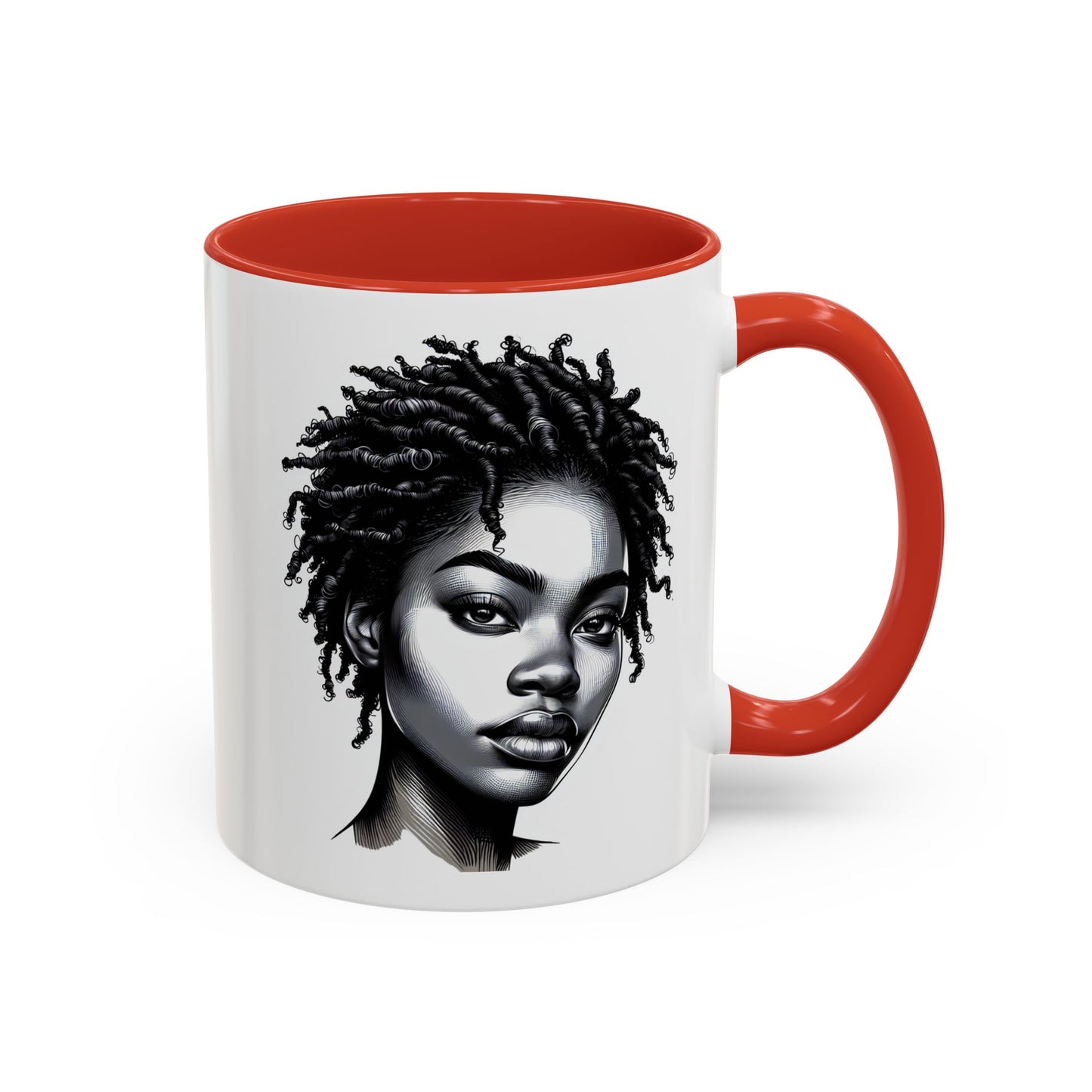 Afrocentric Accent Coffee Mug, Artistic Mug for Home, Unique Gift for Her, Afro Hair Black American African Girl