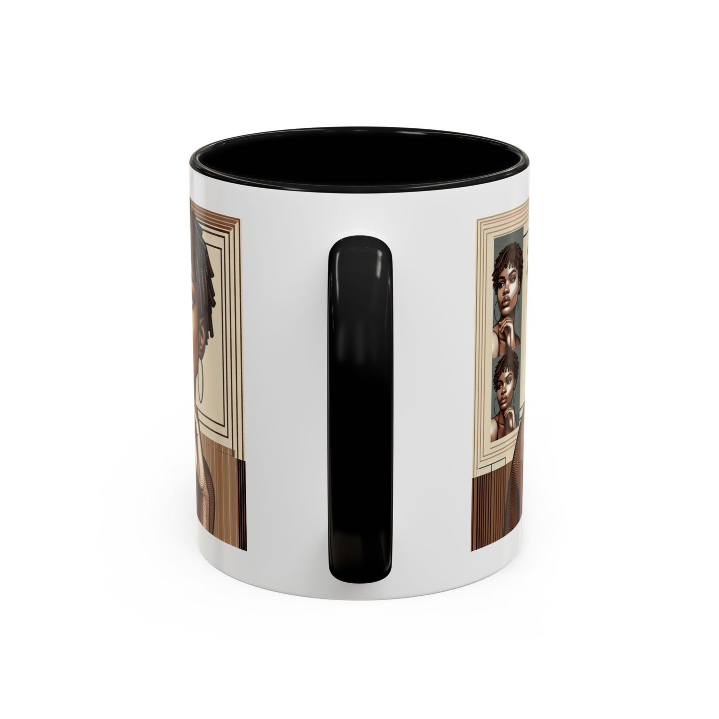 Elegant Art Coffee Mug, Unique Mug Gift, Black Girl Coffee Cup, Afrocentric Accent Mug