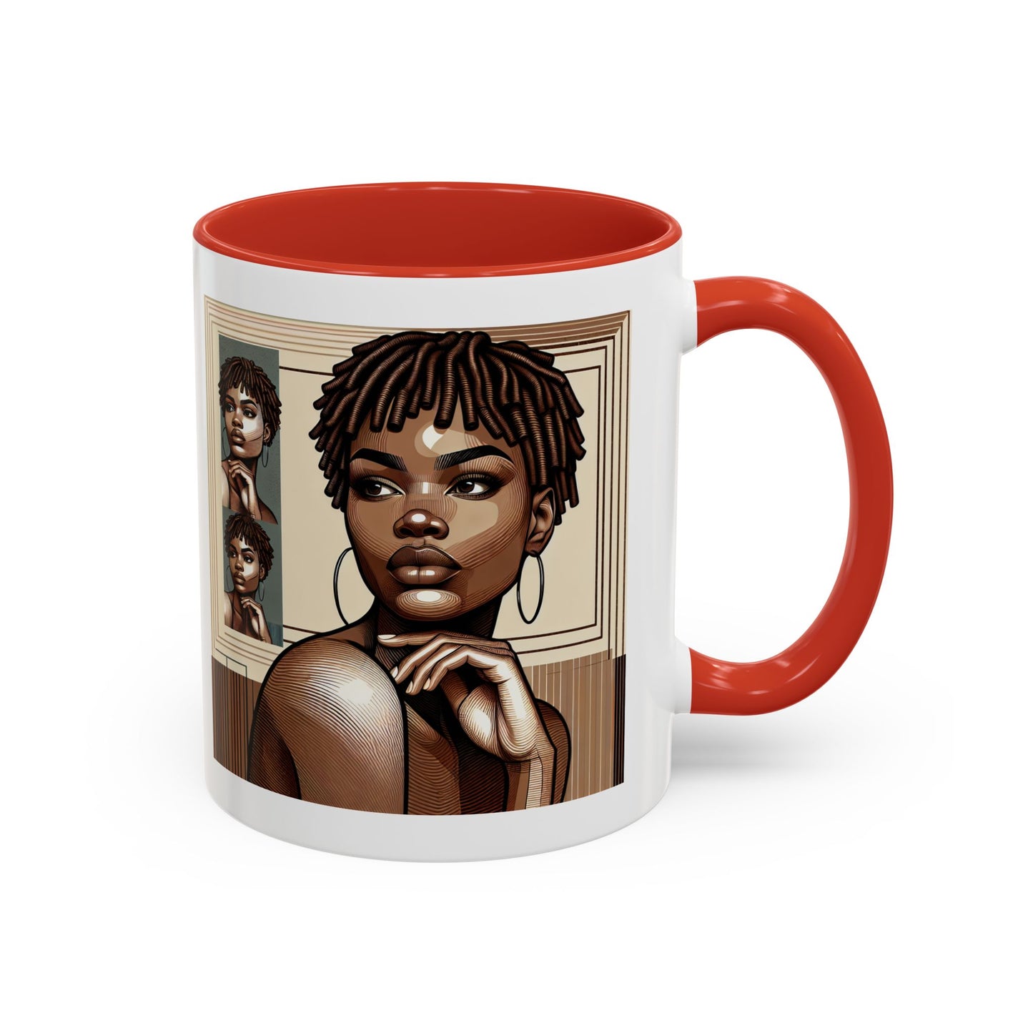 Elegant Art Coffee Mug, Unique Mug Gift, Black Girl Coffee Cup, Afrocentric Accent Mug