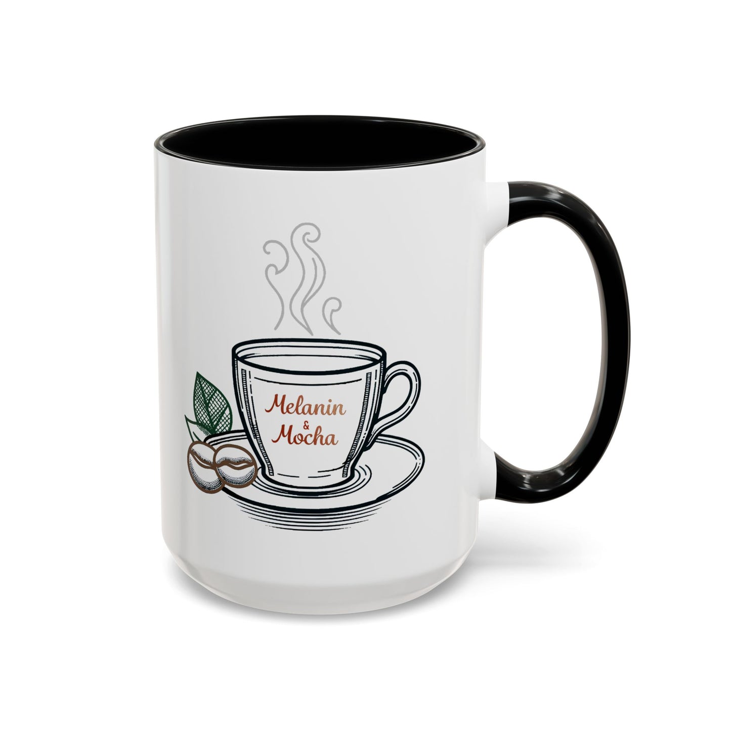Melanin & Mocha Accent Coffee Mug, Gift for Coffee Lovers, Afro Hair Black American African Girl
