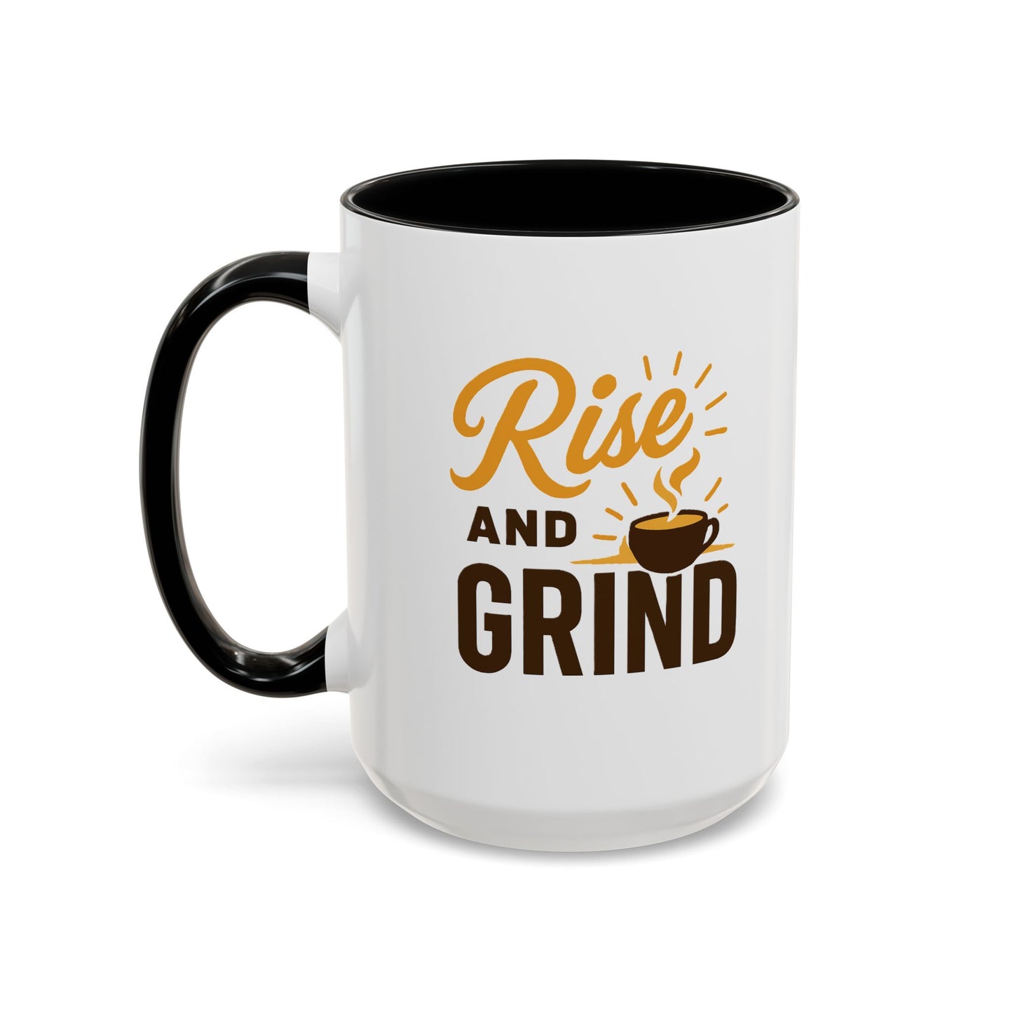 Coffee Lover's Motivational Mug | Rise and Grind for a Perfect Start, Gift for Baristas, Cozy Mornings, Home Office Decor, 11 & 15oz
