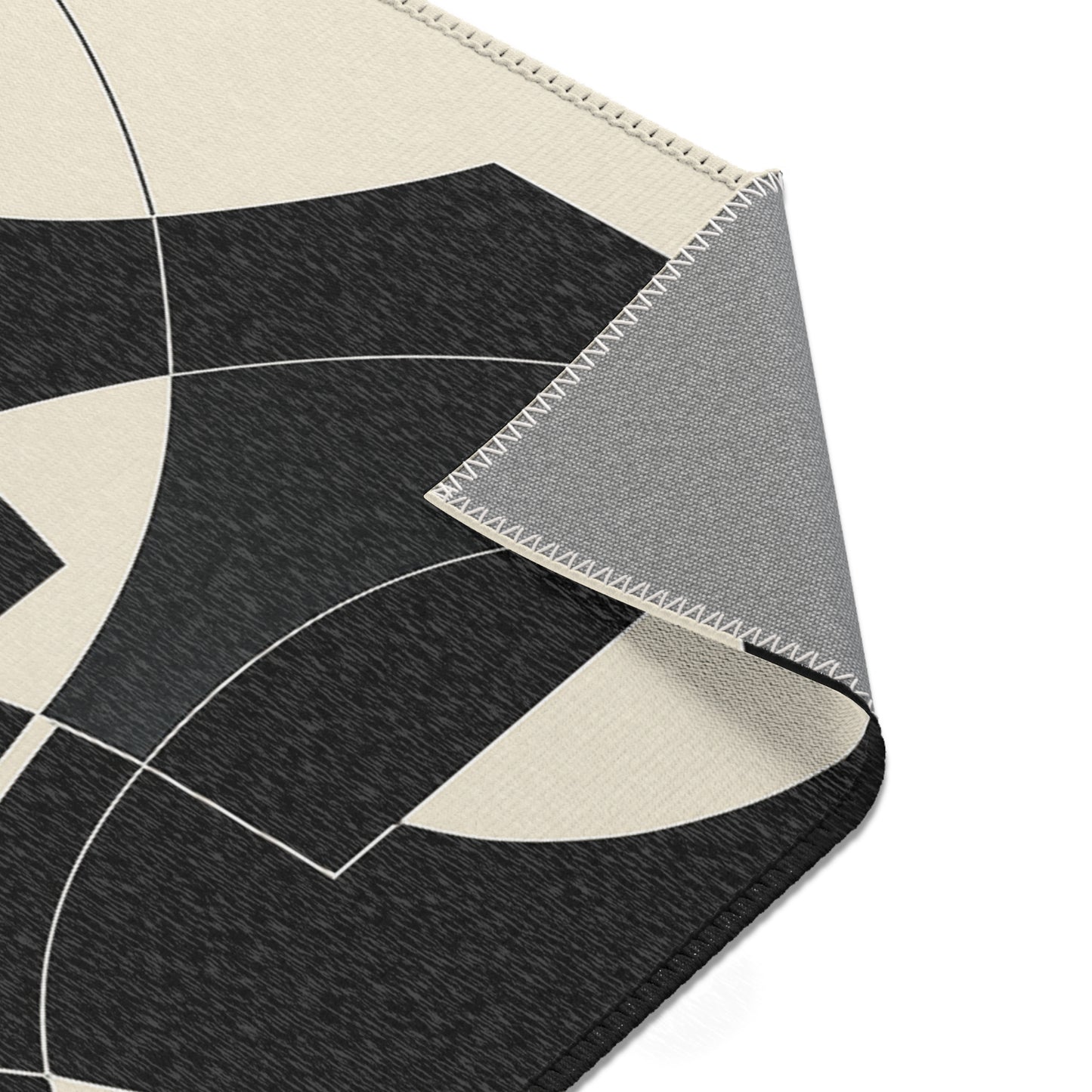 Modern Abstract Area Rug.  Stylish Home Decor, Boho Chic Floor Mat, Minimalist Geometric Carpet, Black & White, Contemporary Living