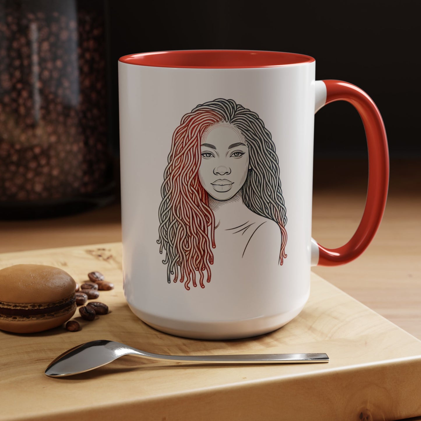 Artistic Accent Coffee Mug. Afrocentric Gift Afro Hair Black American African Girl