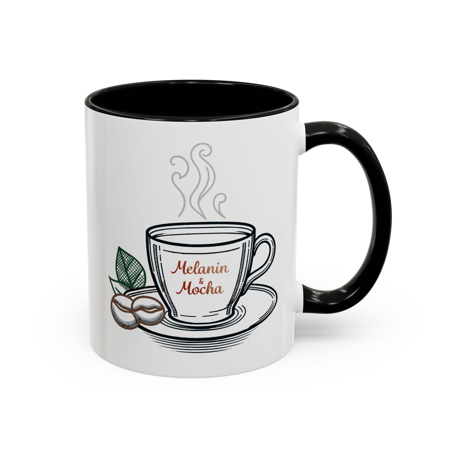 Melanin & Mocha Accent Coffee Mug, Gift for Coffee Lovers, Afro Hair Black American African Girl