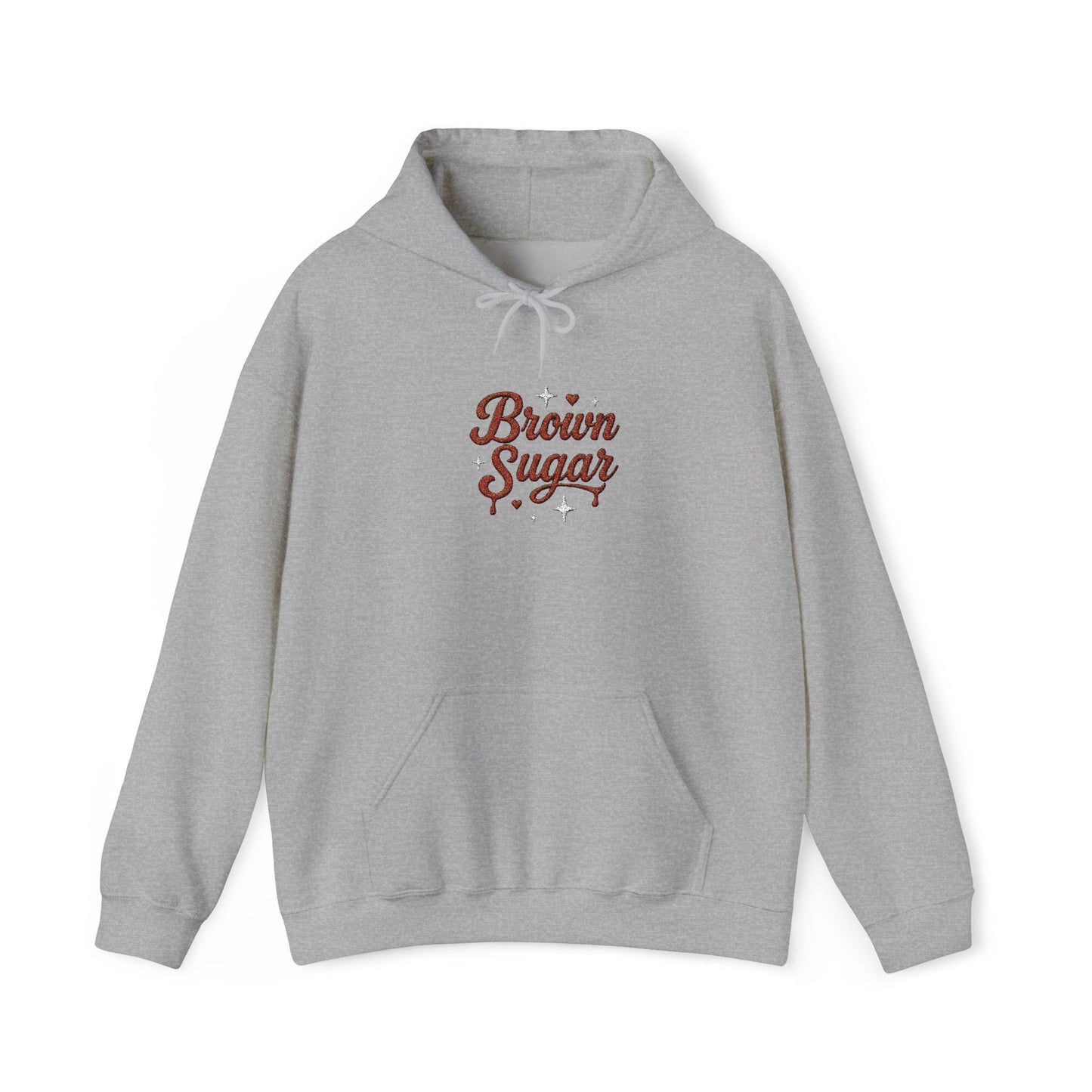 Embroidered "Brown Sugar" Unisex Heavy Blend™ Hooded Sweatshirt. Afro Hair Black American African Girl T-shirt