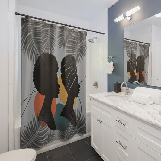 Bohemian Shower Curtain, Modern Bathroom Decor, Afrocentric Home Accent, Tropical Vibe, Gift for New Homeowners, Adjustable Size