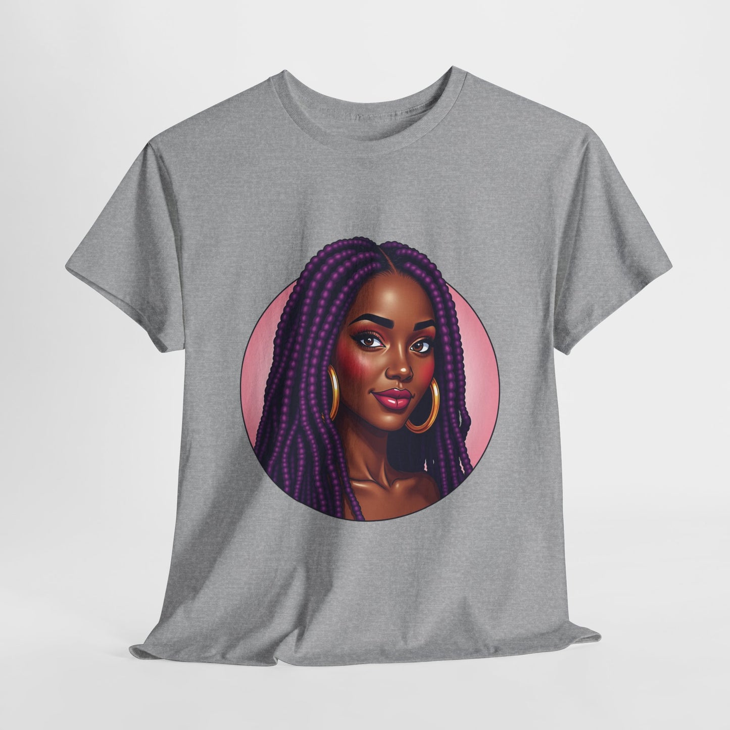 Purple Beauty T-Shirt Casual Wear Gift for Locs Lovers Afro Hair Black American African Girl T-shirt