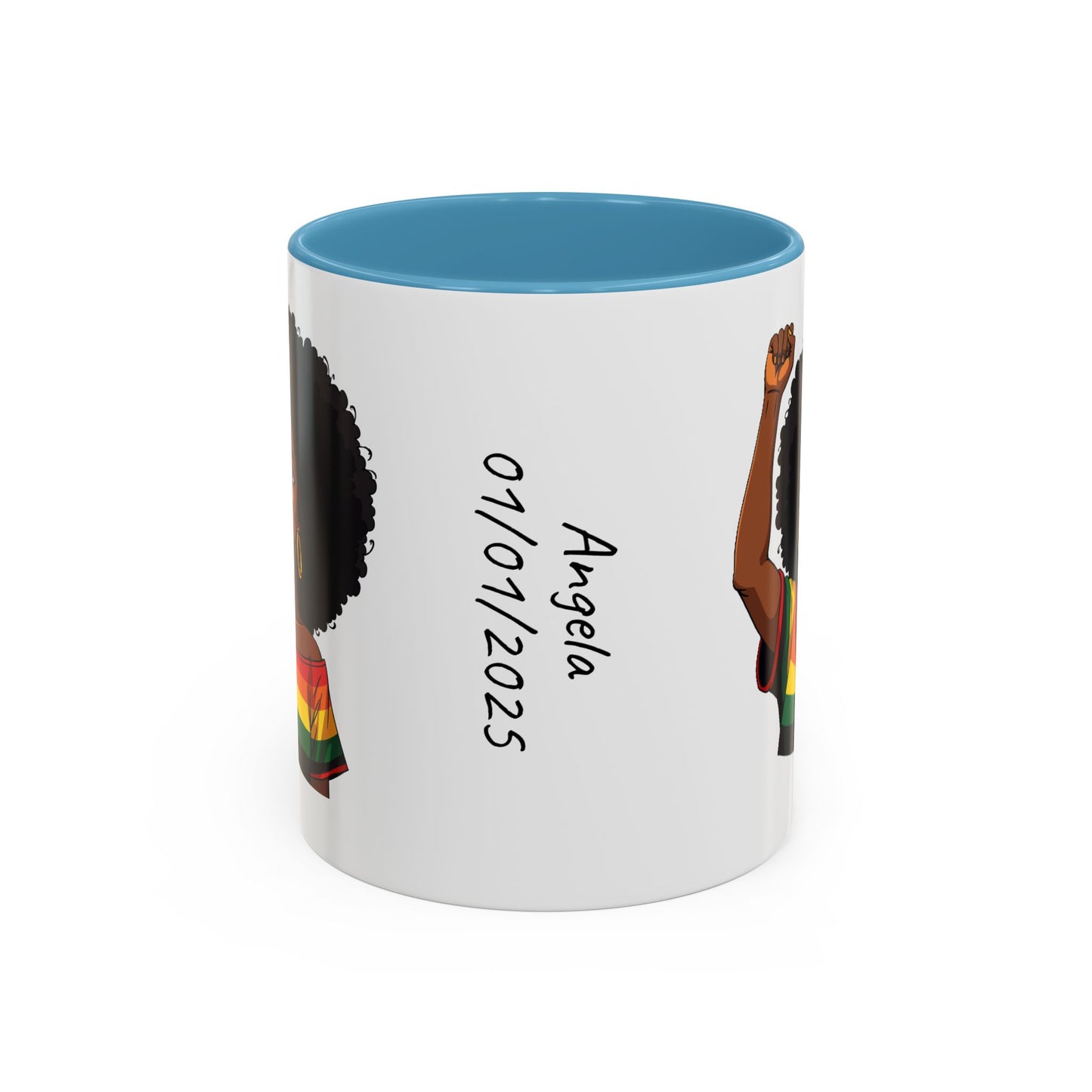 Empowered Black Woman Personalized Coffee Mug. Afro Hair Black American African Girl
