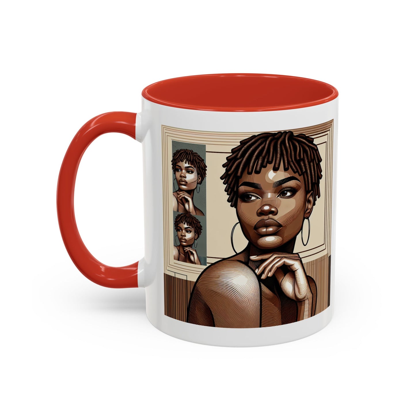 Elegant Art Coffee Mug, Unique Mug Gift, Black Girl Coffee Cup, Afrocentric Accent Mug