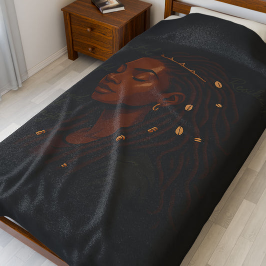 Empowering Black Woman Velveteen Plush Blanket. Cozy Throw for Self-Love, Affirmation, and Home Decor