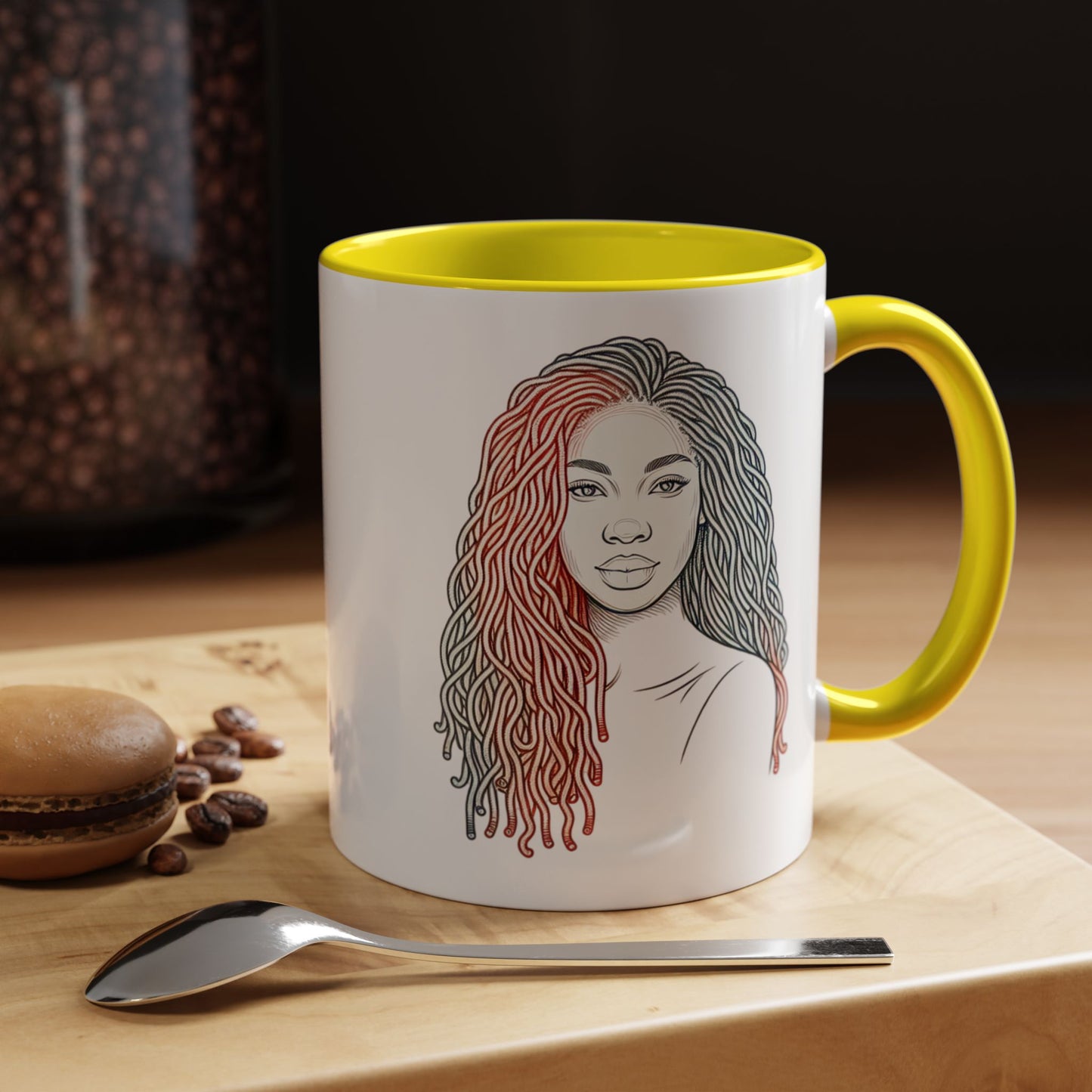 Artistic Accent Coffee Mug. Afrocentric Gift Afro Hair Black American African Girl