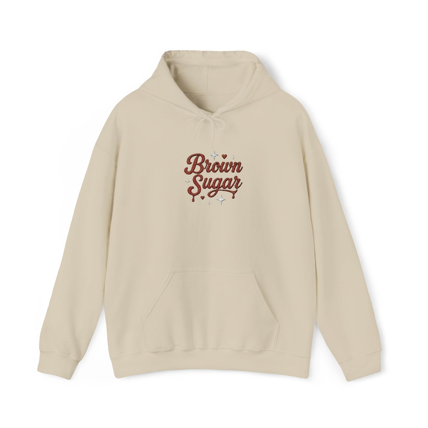 Embroidered "Brown Sugar" Unisex Heavy Blend™ Hooded Sweatshirt. Afro Hair Black American African Girl T-shirt