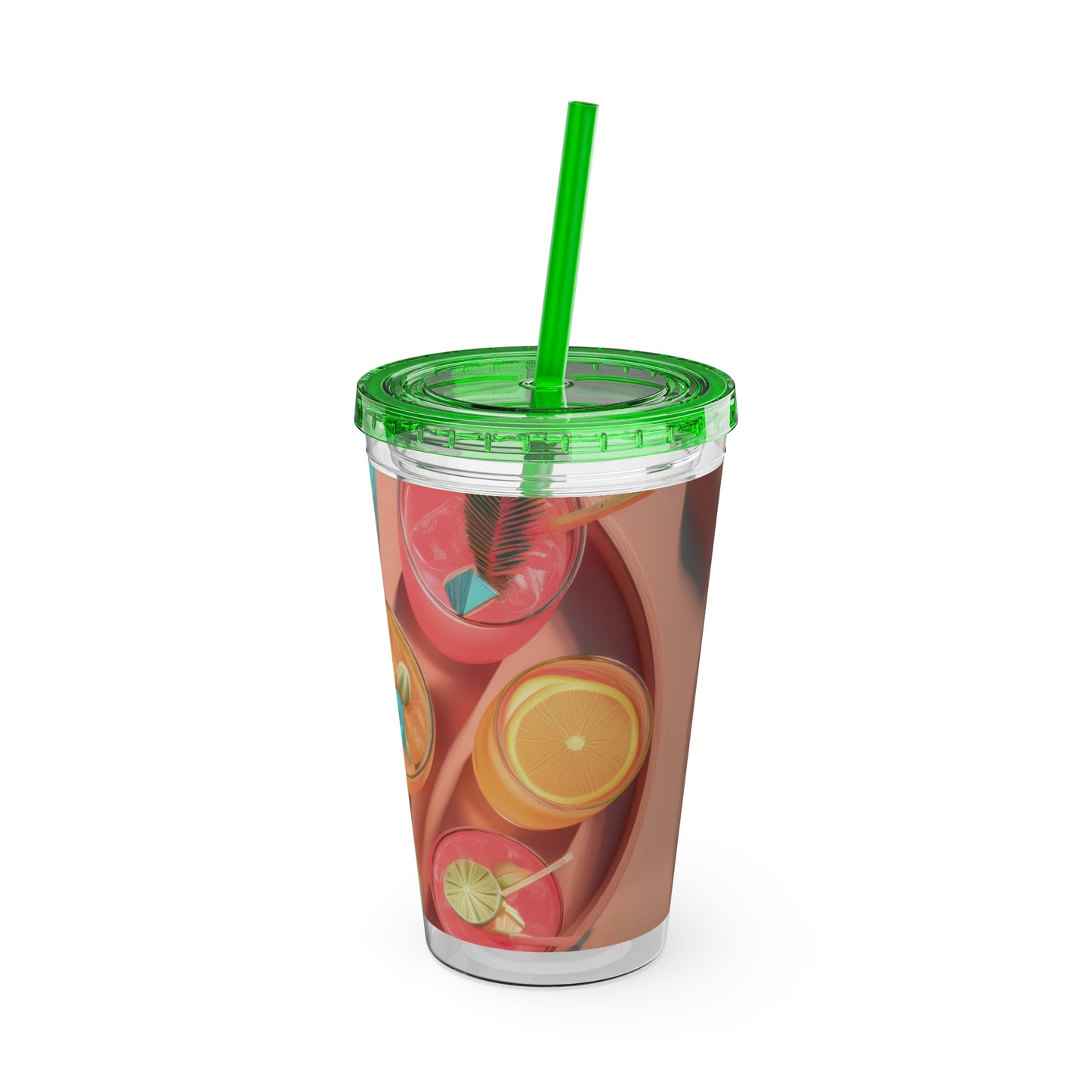Colorful Sunsplash Tumbler with Straw, Drinkware for Summer, Travel Mug, Gift for Beach Lovers, Reusable Cup, Hydration Essential