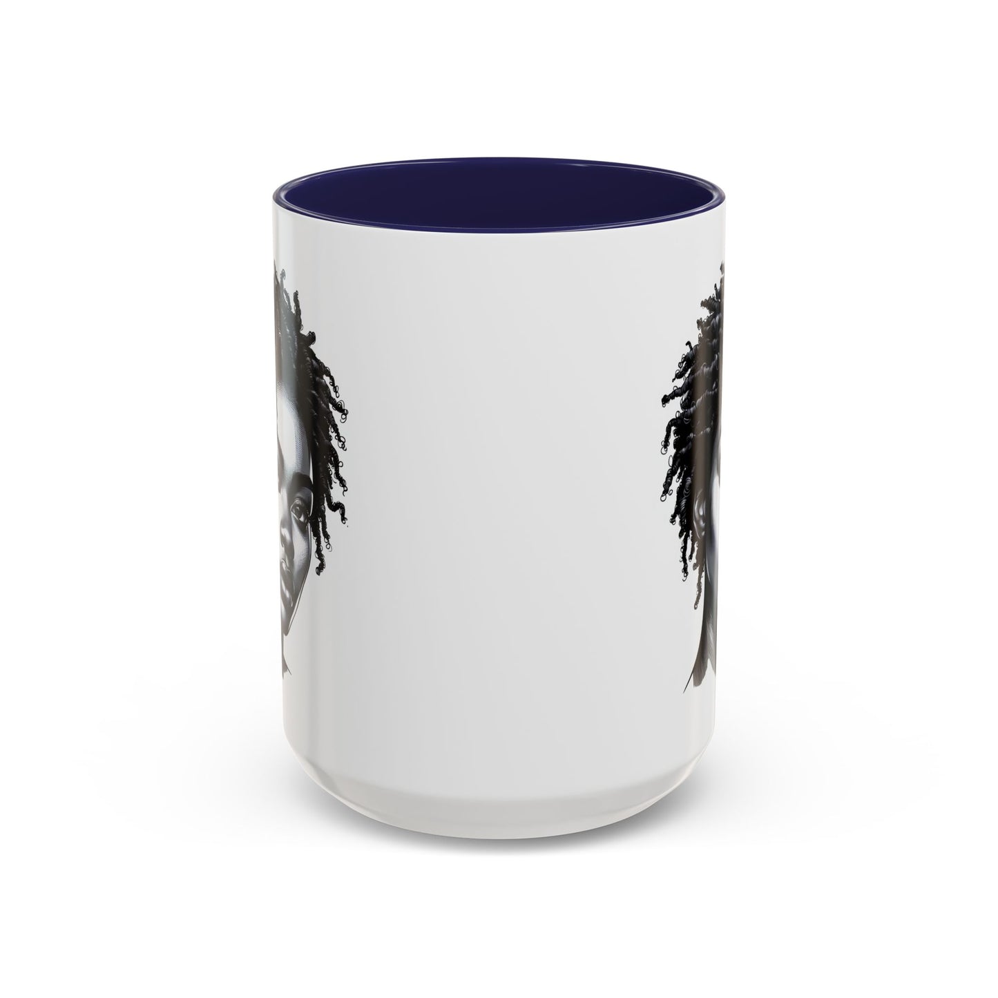 Afrocentric Accent Coffee Mug, Artistic Mug for Home, Unique Gift for Her, Afro Hair Black American African Girl