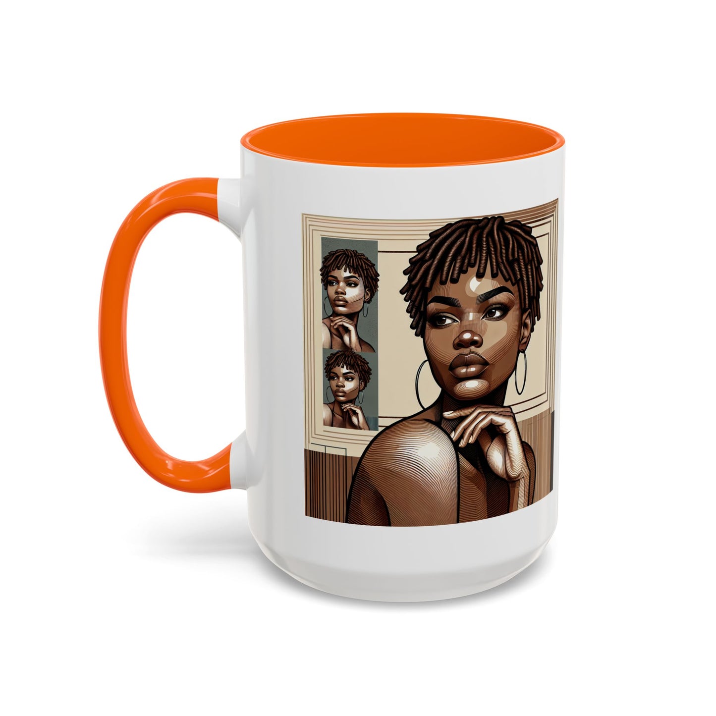 Elegant Art Coffee Mug, Unique Mug Gift, Black Girl Coffee Cup, Afrocentric Accent Mug