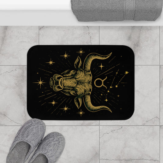 Taurus Zodiac Decor, Astrology Bull Bathmat.  Boho Bathroom Accessory, Horoscope Gift for Him/Her, Unique Home Decor