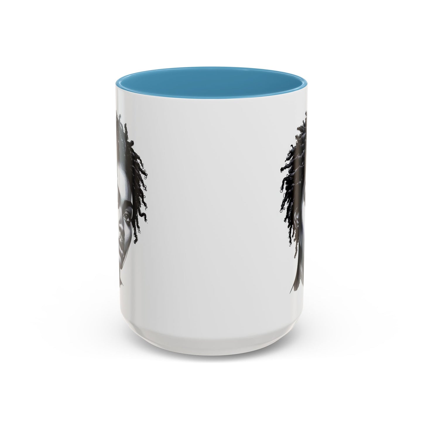 Afrocentric Accent Coffee Mug, Artistic Mug for Home, Unique Gift for Her, Afro Hair Black American African Girl