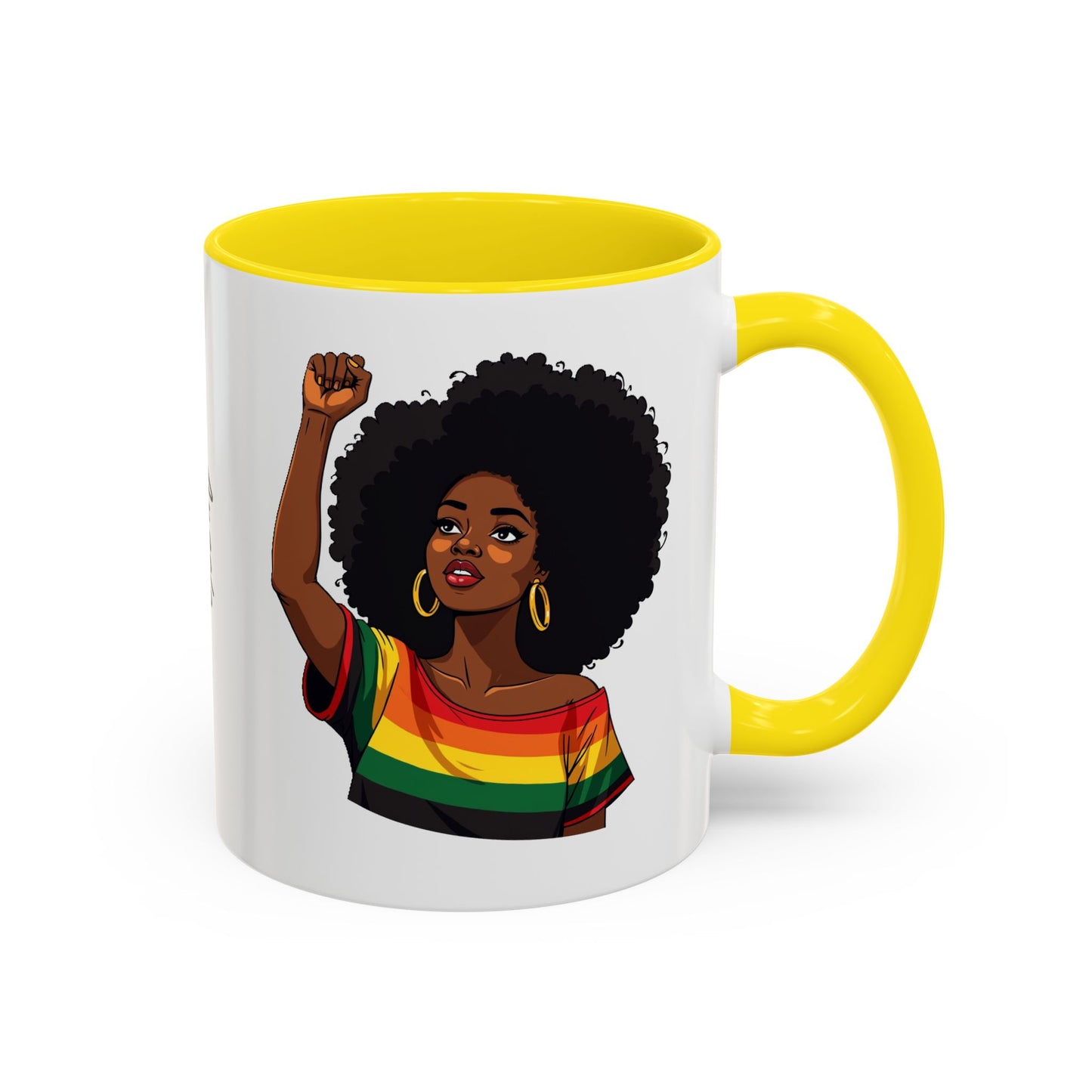 Empowered Black Woman Personalized Coffee Mug. Afro Hair Black American African Girl