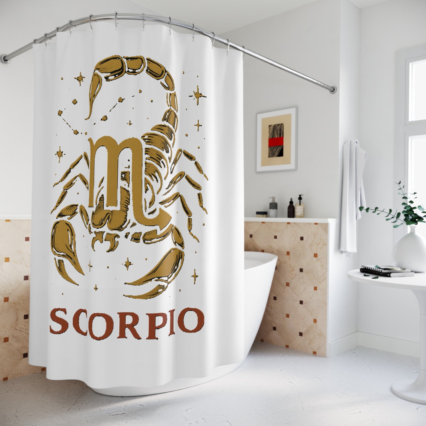 Scorpio Zodiac Shower Curtains, Astrology Home Decor, Unique Bathroom Accessories, Horoscope Gifts, Stylish Shower Curtain