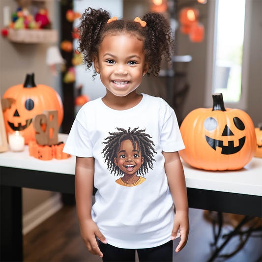 Joyful Locs Tee, Fun Youth Shirt, Perfect for Birthdays, Playdates, Afro Hair Black American African Girl