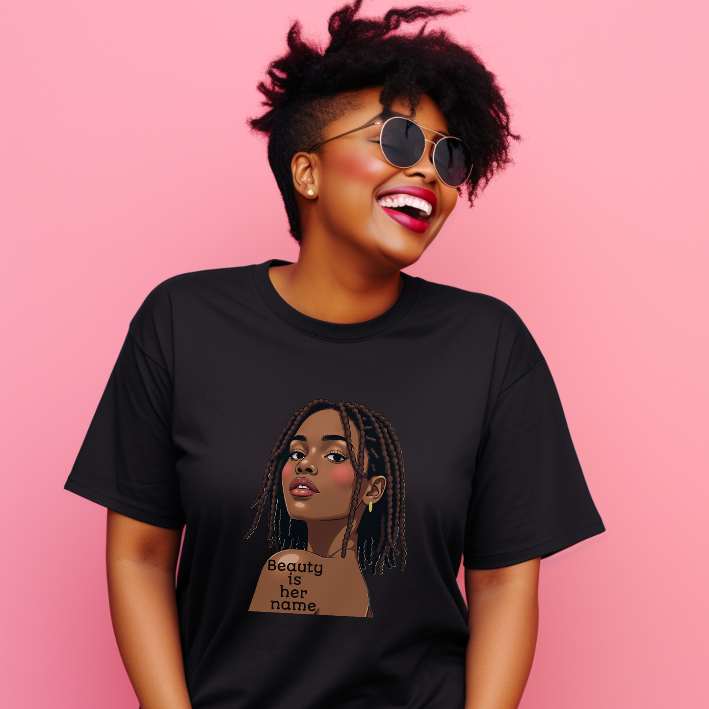 Beauty is Her Name Tee Casual Wear Gift for Locs Lovers Afro Hair Black American African Girl T-shirt
