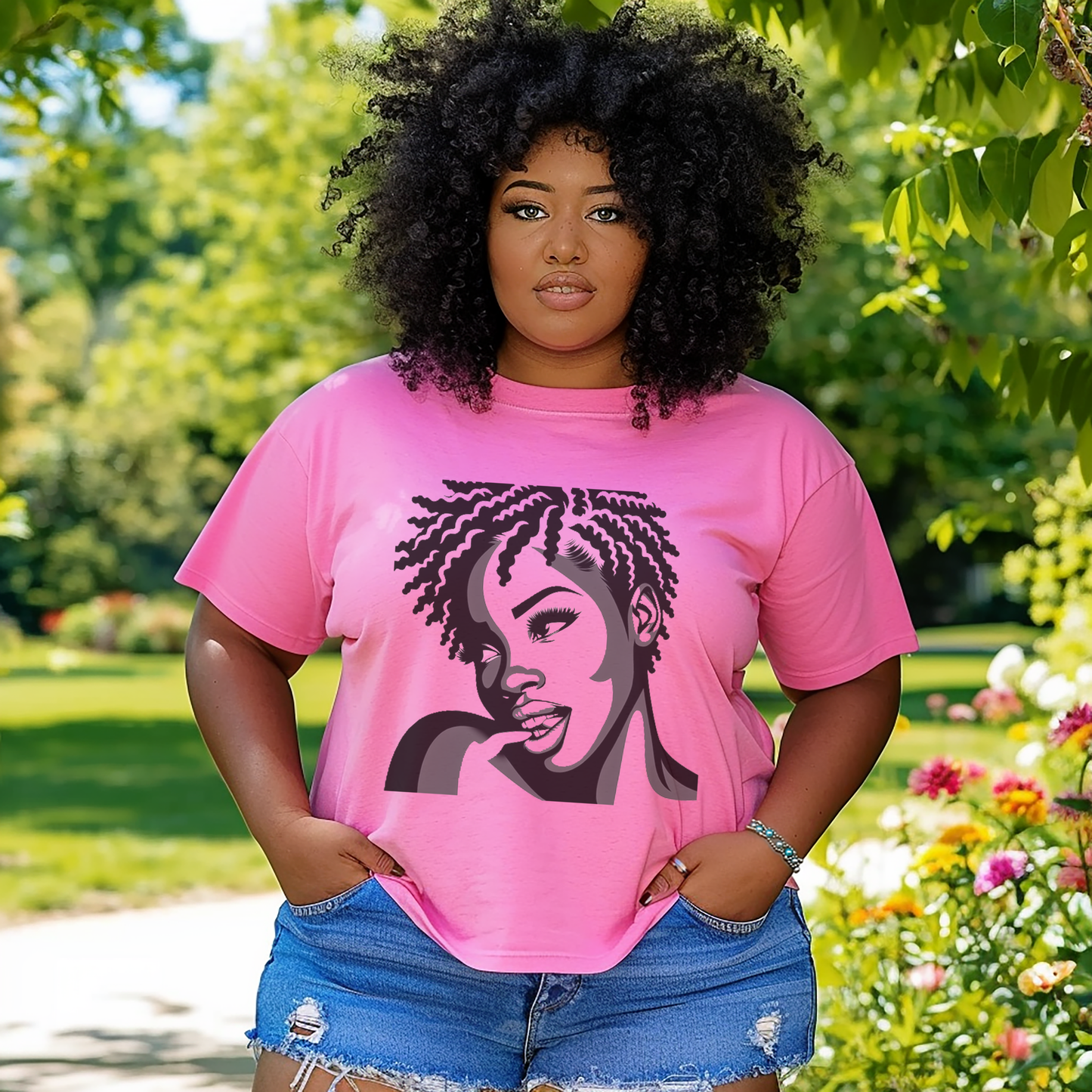 Serene Beauty Graphic Tee Casual Wear Gift for Locs Lovers Afro Hair Black American African Girl T-shirt