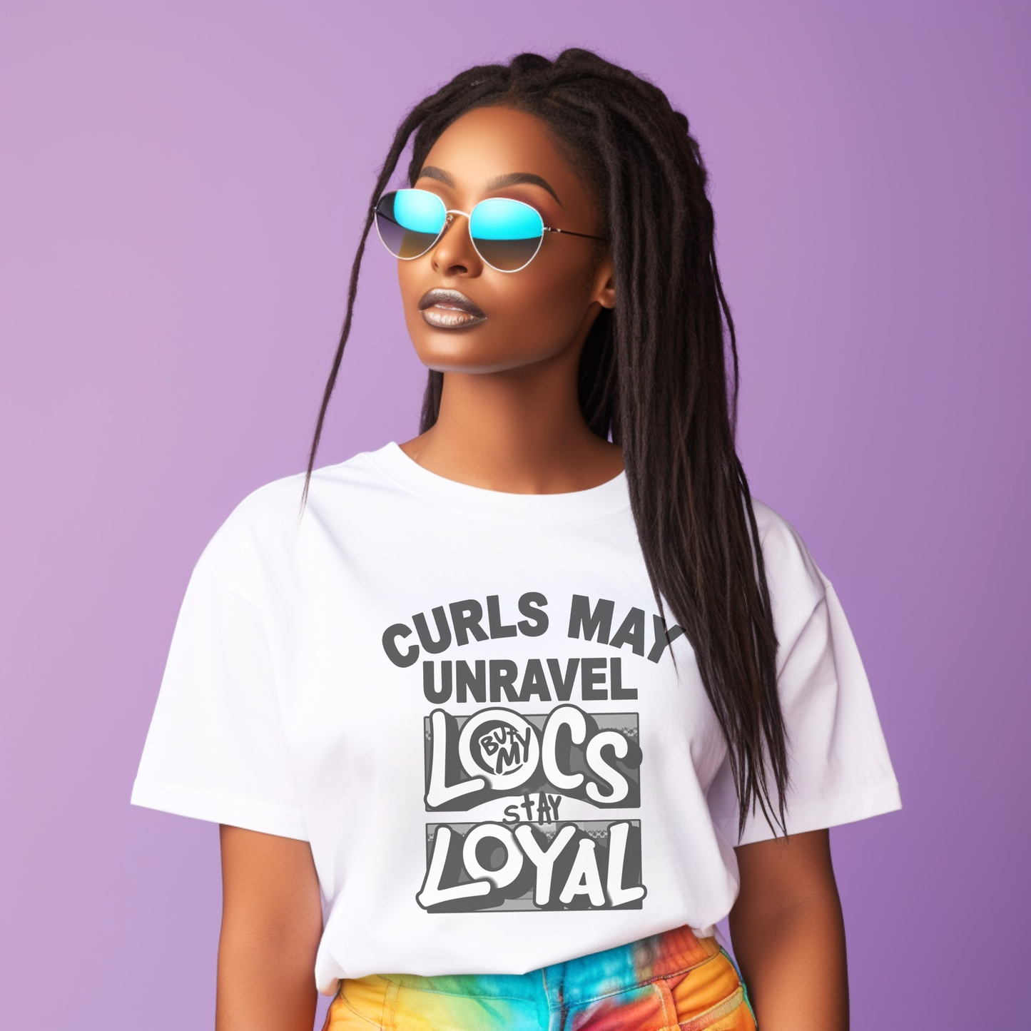Curls May Unravel Locs Stay Loyal Casual Wear Gift for Locs Lovers Afro Hair Black American African Girl T-shirt