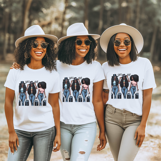 Girls Trip Casual Wear Gift for Locs Lovers Afro Hair Black American African Girl T-shirt