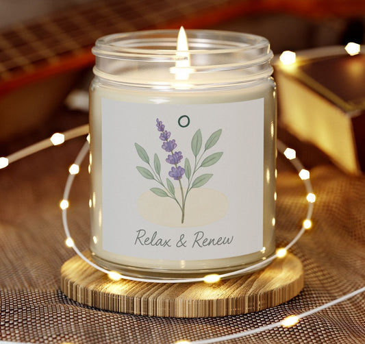 Relax & Renew Scented Candle, Aromatherapy Candle, Lavender Candle, Eco-Friendly Candle, Gift for Self-Care, Home Decor