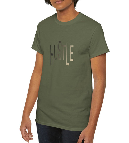 Hustle Men's Cotton Tee. Casual Wear. Afro Hair Black American African Man T-shirt