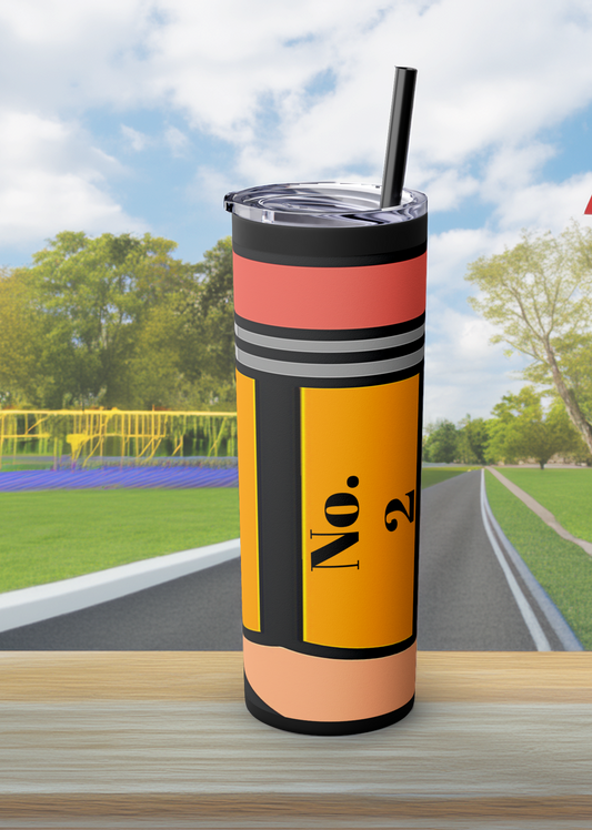 Colorful No. 2 pencil style Tumbler, Fun Drinkware for School, Gift for Teachers, Back to School, Classroom Decor, Kids Pa