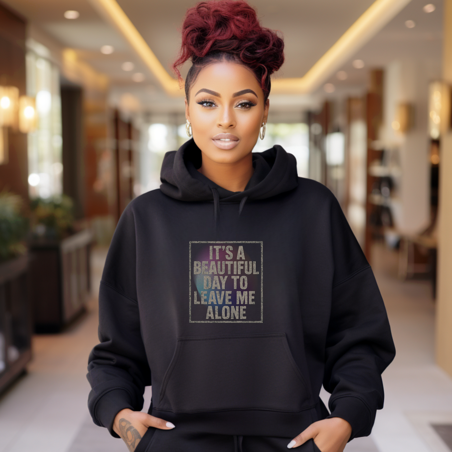 "It's a Beautiful Day to Leave Me Alone" Unisex Hoodie. Cozy Sweatshirt for Self-Care, Chill Days, Gift for Introverts, Relaxation