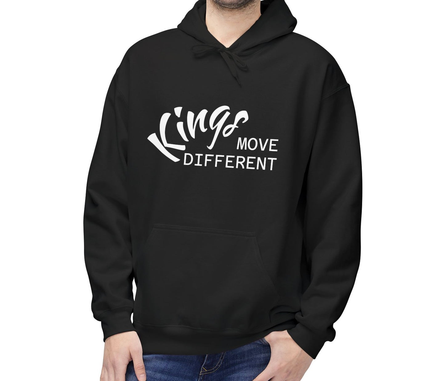 Kings Move Different Unisex Fleece Hoodie, Cozy Sweatshirt, Casual Style, Perfect for Everyday Wear