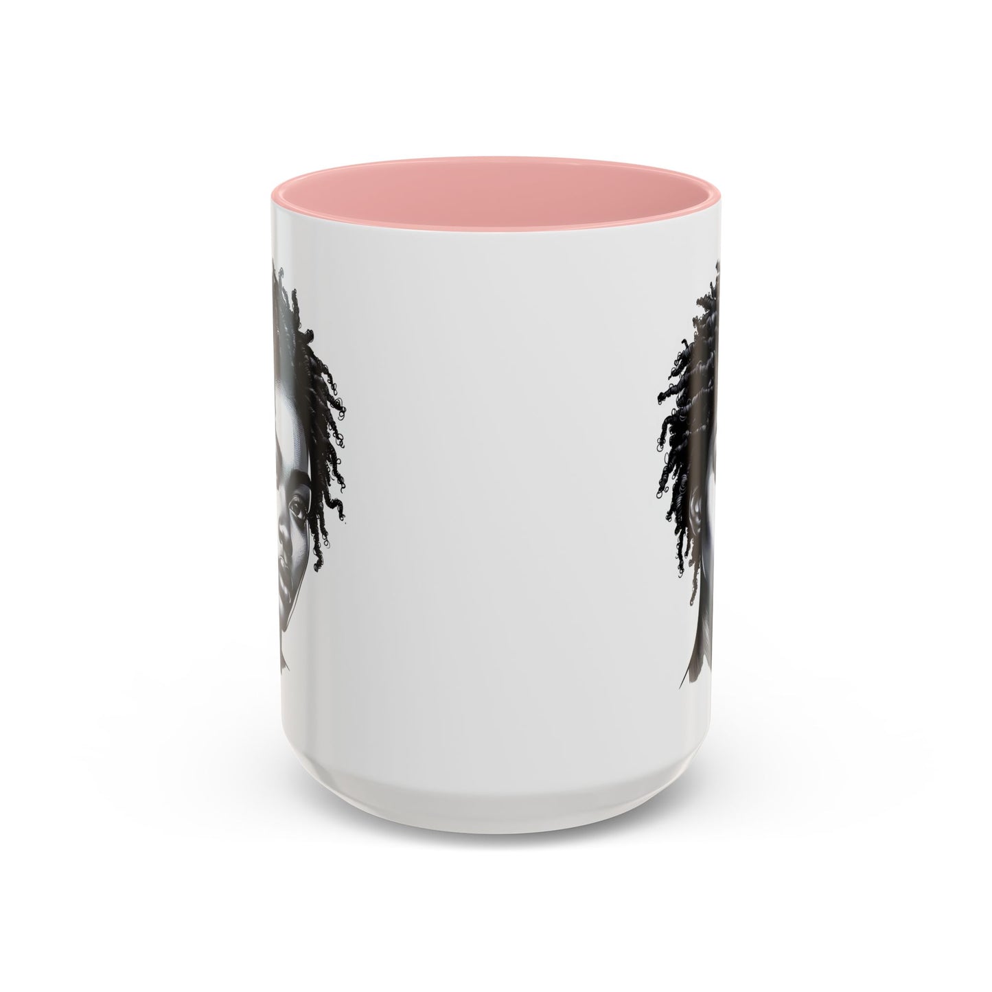 Afrocentric Accent Coffee Mug, Artistic Mug for Home, Unique Gift for Her, Afro Hair Black American African Girl