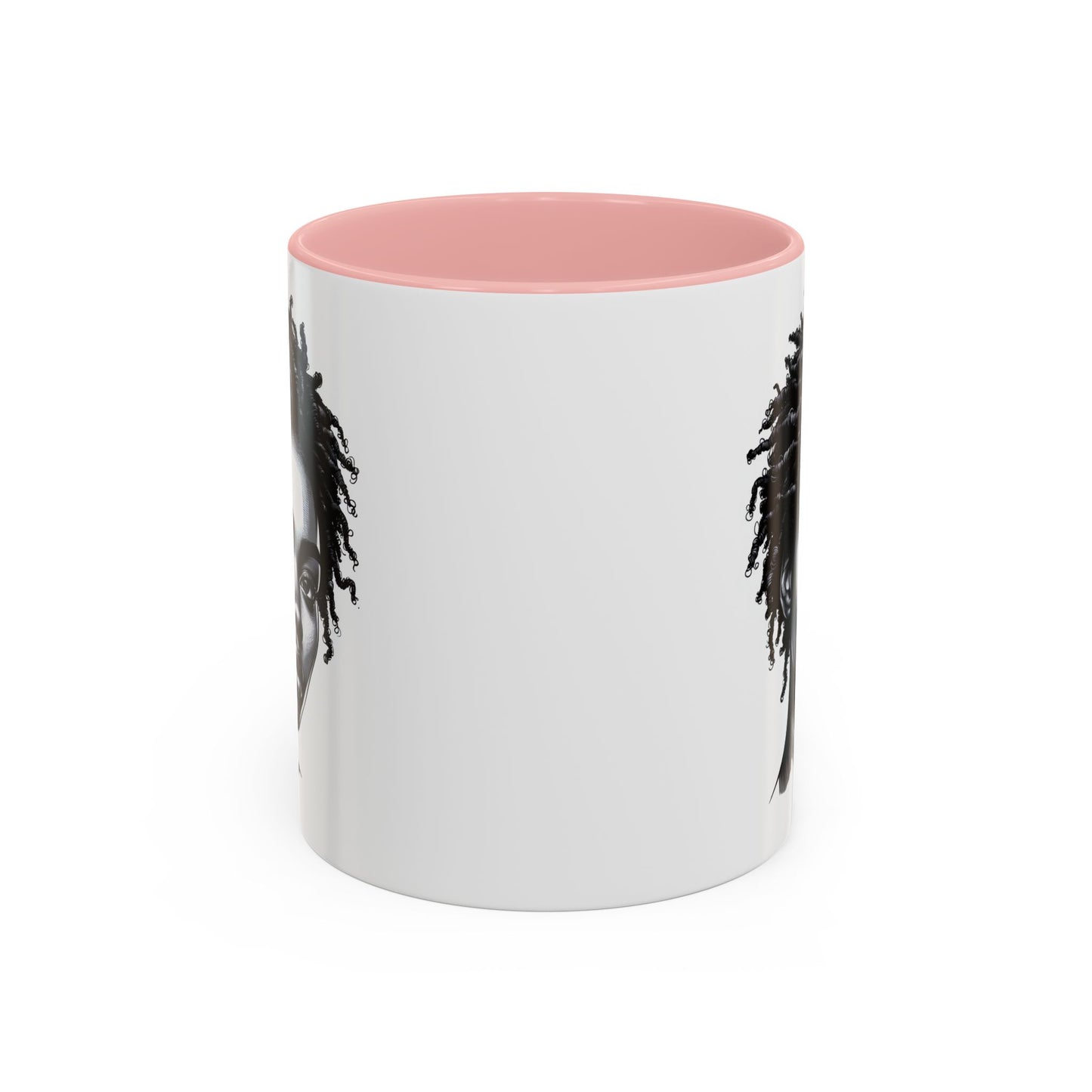 Afrocentric Accent Coffee Mug, Artistic Mug for Home, Unique Gift for Her, Afro Hair Black American African Girl